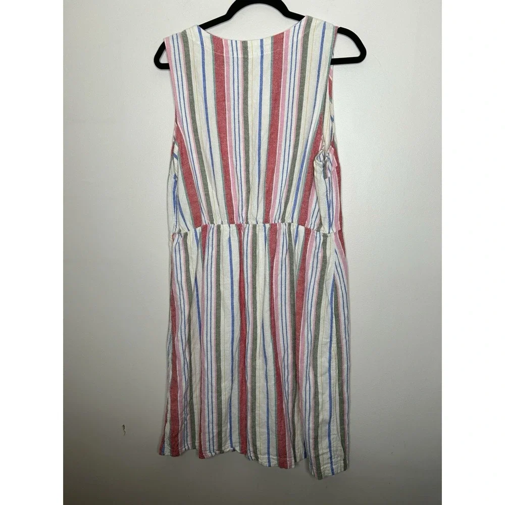 Old Navy Gauzy Shift Dress Full Button Sleeveless Linen Beachy Coastal Sz Large - Picture 9 of 10